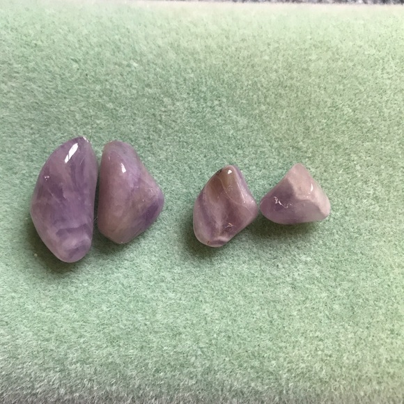 Handmade amethyst studded earrings - Picture 1 of 2